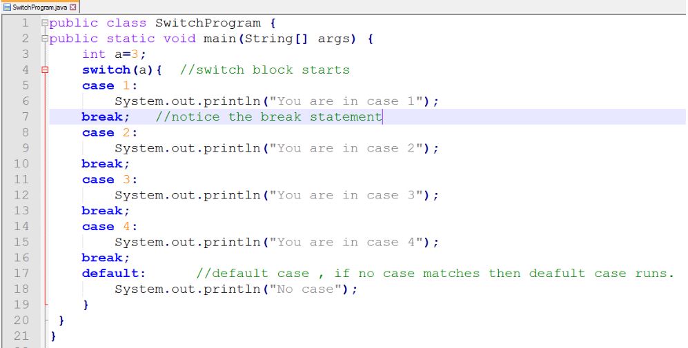 Switch Statement : Example